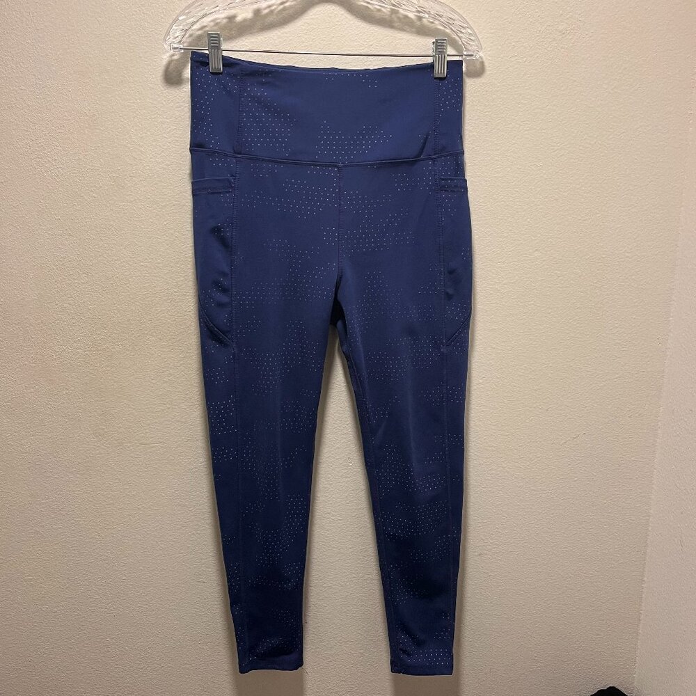 O to S Strech Yoga Breathable Pants Legging Size Large Blue Narrow Legs